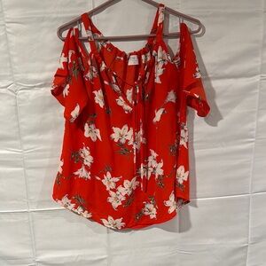 Women’s Sienna Sky Red and White Short Sleeve Tie Front Blouse